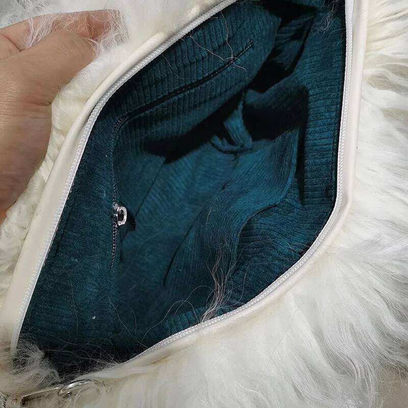High Quality Soft Real Fur Pearl Chain Shoulder For Women Designer Purses And Handbags Women's Party Clutch Crossbody Bag Hi
