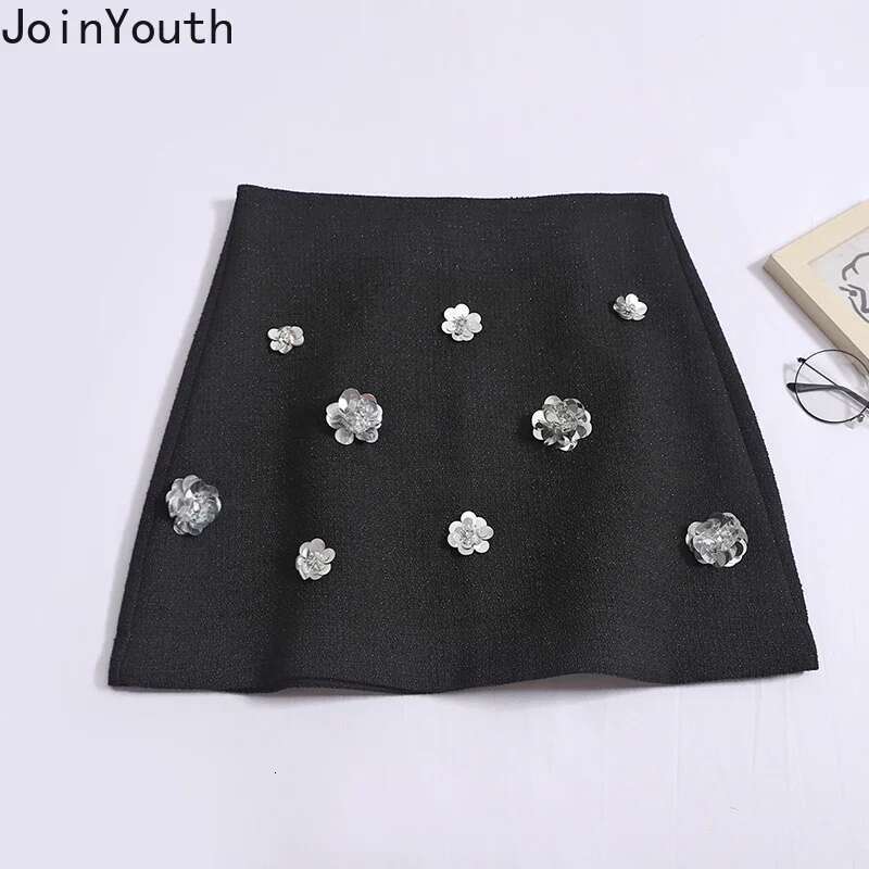 Temperament Jupe Bodycon Skirts for Women High Waist A-line Korean Saia 2025 Faldas Mujer De Moda Fashion 3D Floral Mini Skirt
