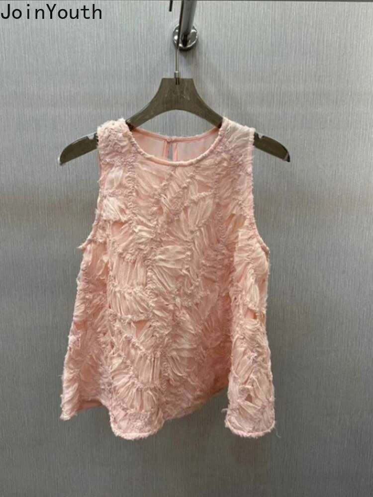 2025 Womens Clothing Sleeveless Blouses Temperament Tops Camisas De Mujer O-neck Sleeveless Loose Folds Summer Blouse Shirts