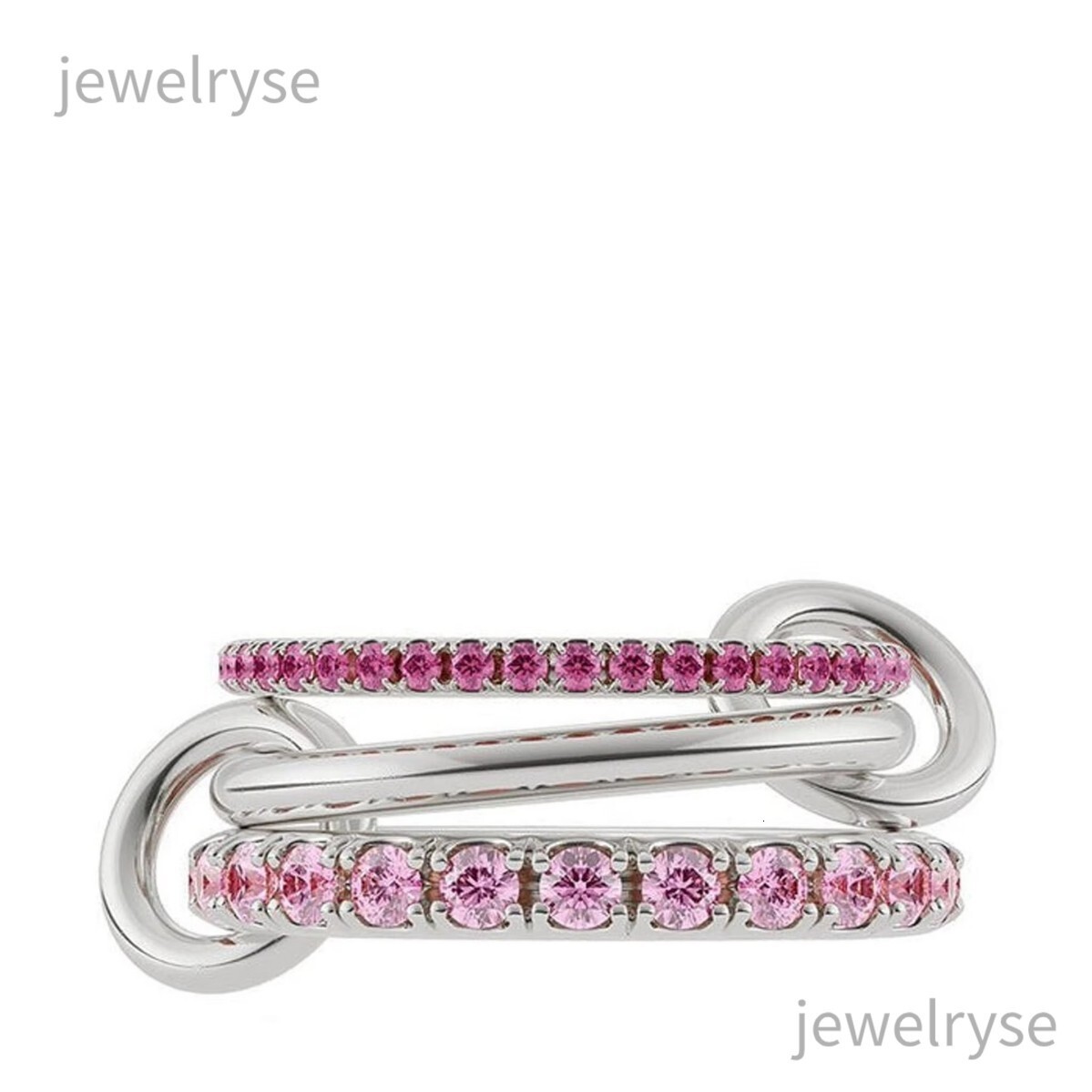 Interlocking Stacking Rings 925 Silver or Copper Inlaid with Zircon Panyu Quality Fully Hand Polished
