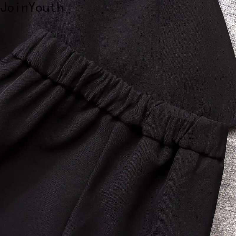 Winter Clothes Temperament 2 Piece Set Women Double Breasted Buckle Tunic Jackets High Waist Short Suit Thicked Vintage Outfits