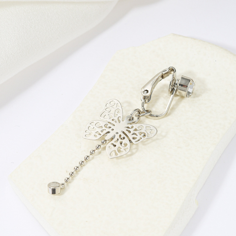 Fashion Ring Long Tassel Personality Butterfly Inlaid Zircon Design Belly Button Clip No Piercing Needed