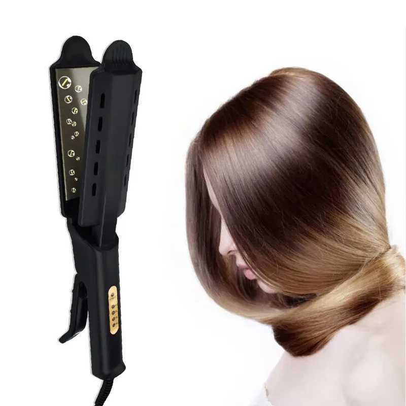 Hot Comb Straightener Wide Plate Ionic Flat Iron Professional Steam Hair Straightener with Adjustable TemperatureXJ250621