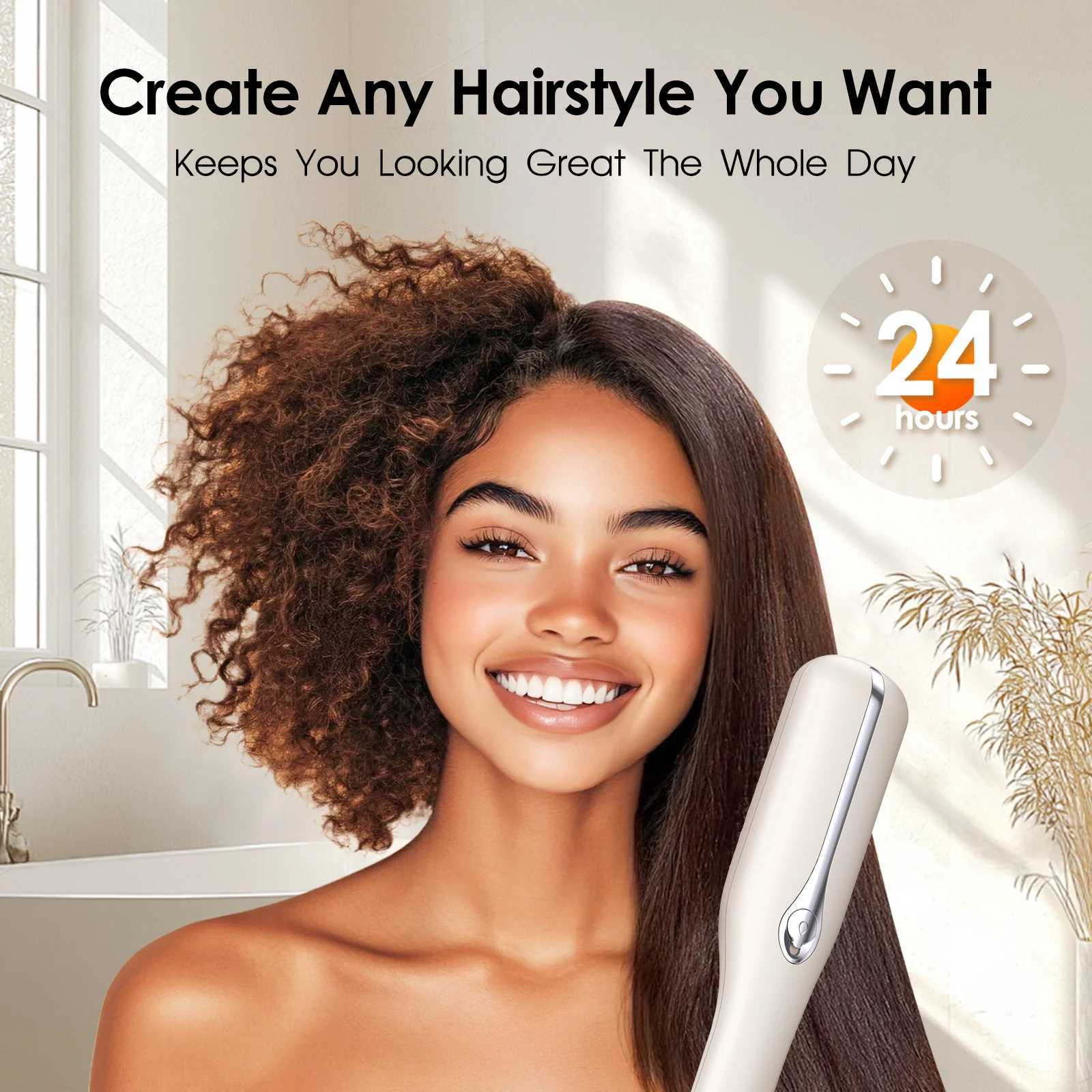Hair Straightener Brush Steam Straightening Negative Ion Hair Curler Fast Heating Anti-Scald Styling Comb LCD DisplayXJ250621