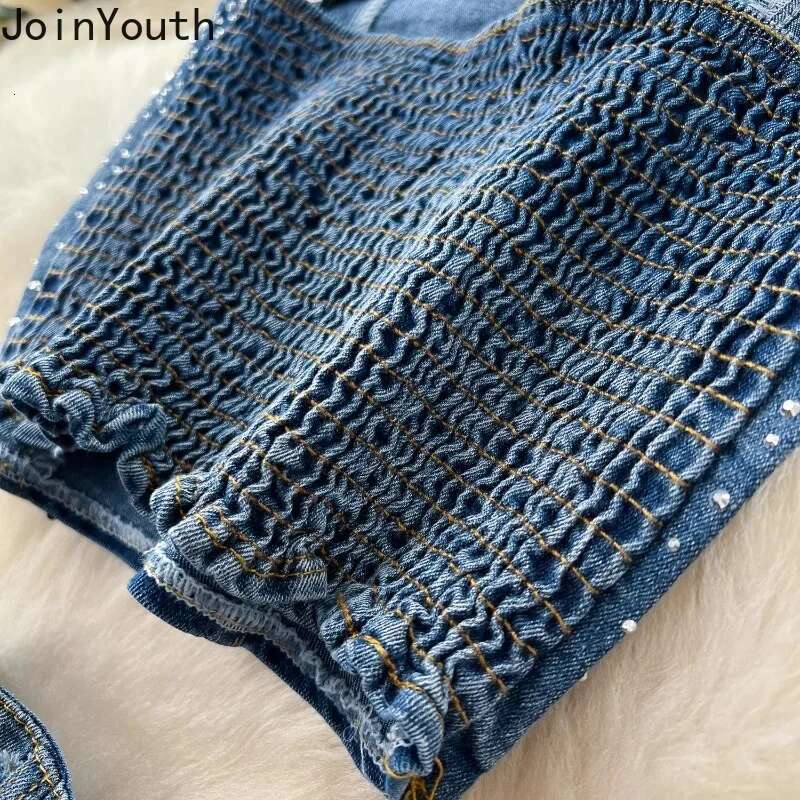 Summer Women Clothing Denim Two Piece Sets Backless Vest Crop Tops Tunic Flare Pants Outfits Chic Sexy Y2k Suit Korean Outfits