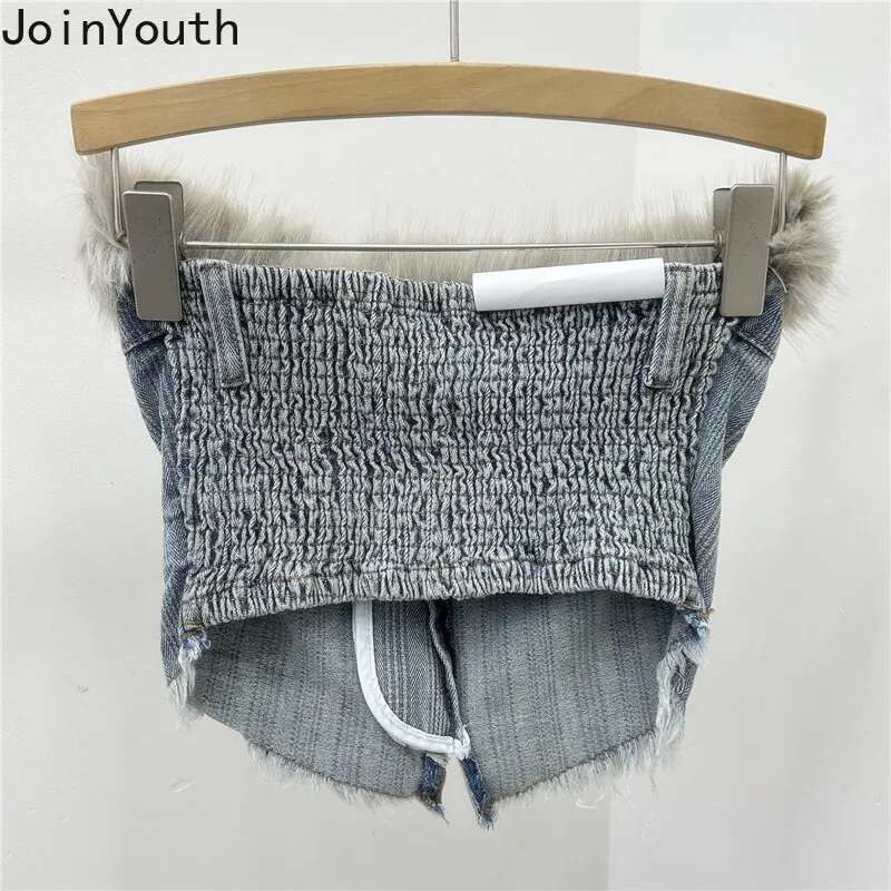 2025 Ropa Mujer Y2k Tanks Women Clothing Sexy Crop Tops Patchwork Furry Backless Camis Tunic Casual Fashion Summer Folds Vest