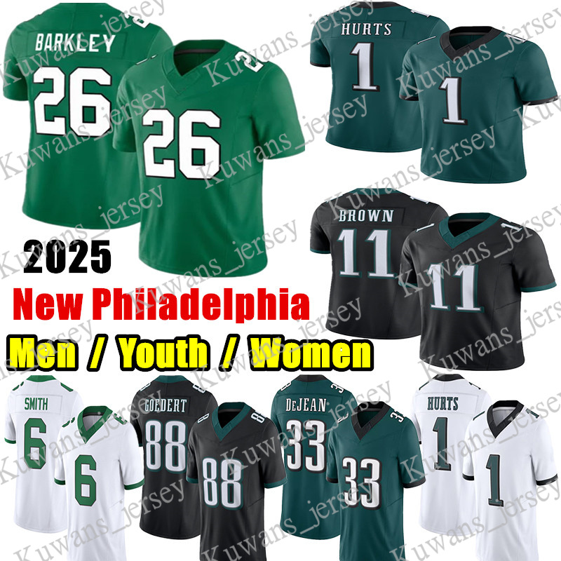 #26 Saquon Barkley Football Jersey #1 Jalen Hurts DeVonta Smith AJ Brown Jalen Carter Dillon Dawkins Quinyon Mitchell Goedert Cooper DeJean Jihaad Campbell jerseys