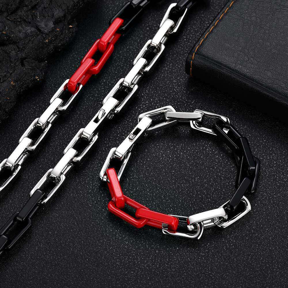 Titanium Jewelry 9mm Bamboo Chain Stainless Steel Hip Hop Personality Bracelet Men's Necklace 9408