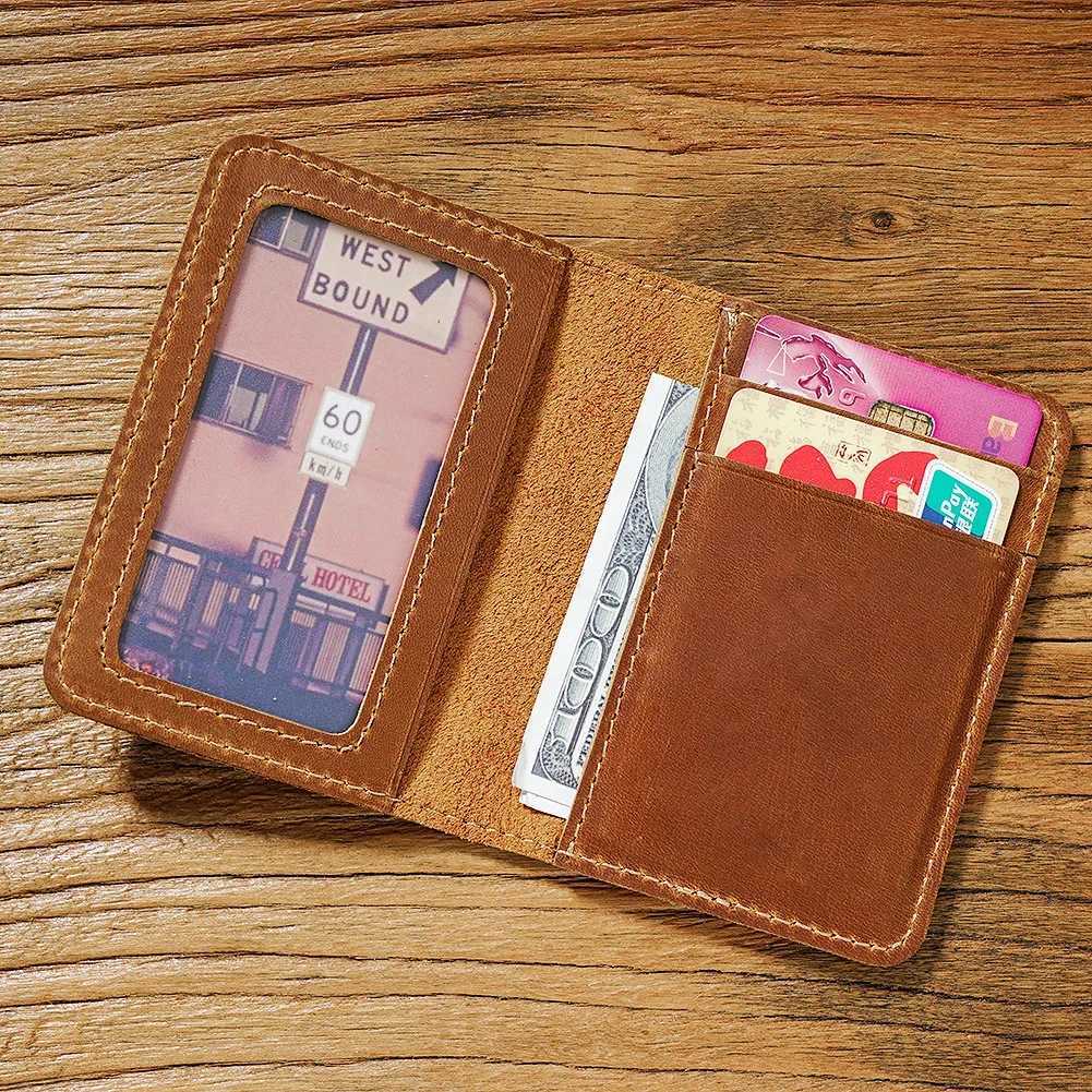 Holder for Men Bank Cards Holders Genuine Leather Wallet Mini Money Clips Business Women Small Purse Pouch Z250621
