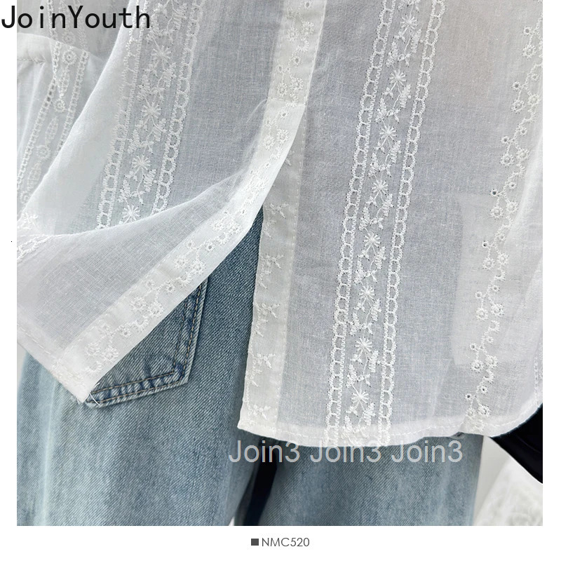 Chic Blouses 2025 Women Clothing Camisas De Mujer 3D Floral Lantern Sleeve Summer Shirts Embroidery Hollow Out White Tops Female