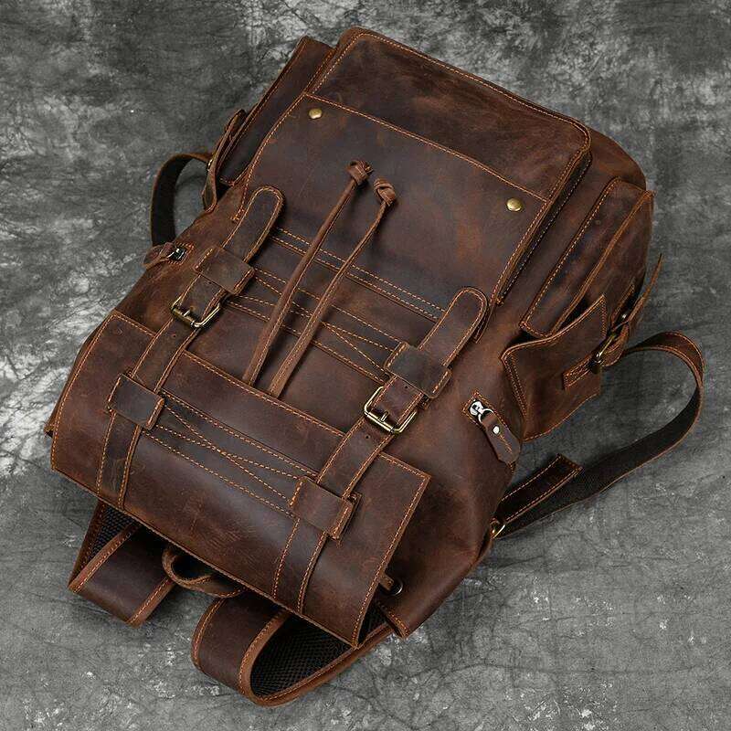 2025 New Arrivals For Genuine Leather Laptop Travel Backpack 17 Inch Daypack Shoold Bag Men Male Large