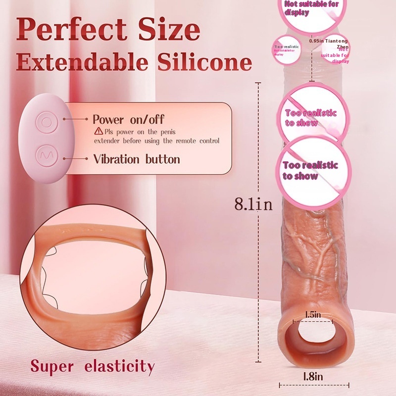 Adult Products Couple's Fun Toys Silicone Electric Realistic Male Wearable Dildo Delay Sleeve