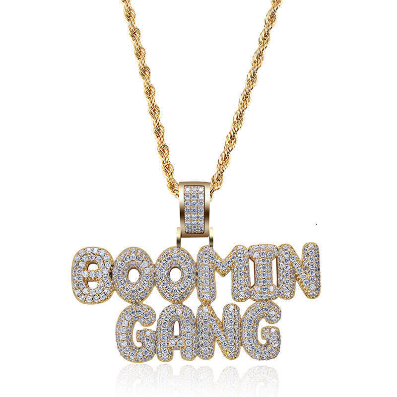 English Alphabet Full Dia Pendant Necklace for Men and Women, Trendy Ins Style