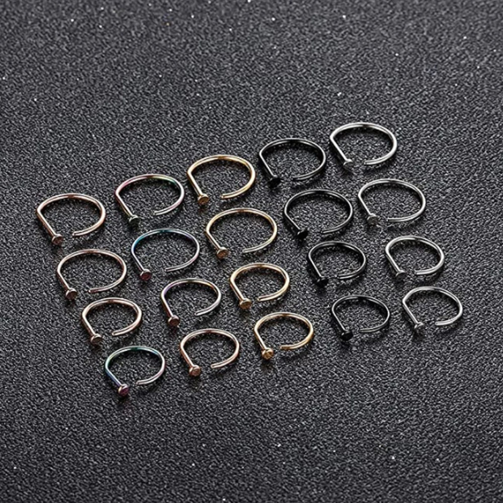 Curved Barbells Nose Piercing 18G D Shaped Tragus Helix Stud Earring Hoop Septum Stainless Steel Ring Nostril Body Jewelry 250613
