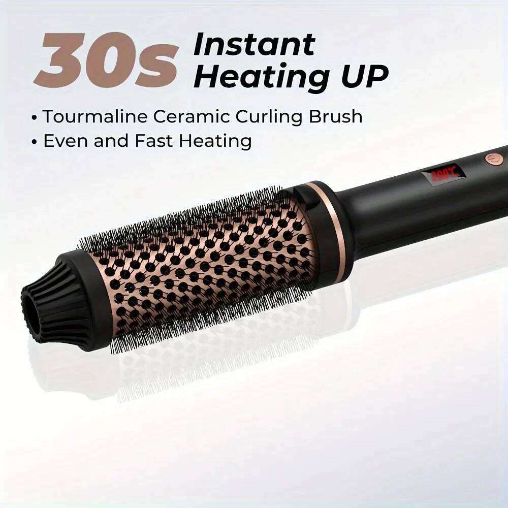 Heated Brush 3-In-1 Ionic Curler/Straightener With Anti-Scald Electric Curling Iron Wand Hair Styling Appliances