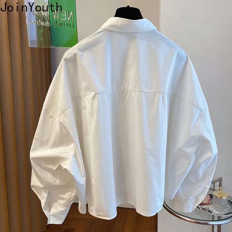 White Blouse Women Clothing Temperament Crop Tops 2025 Blusas Mujer De Moda Fashion Cotton Loose Shirts Casual Summer Blouses