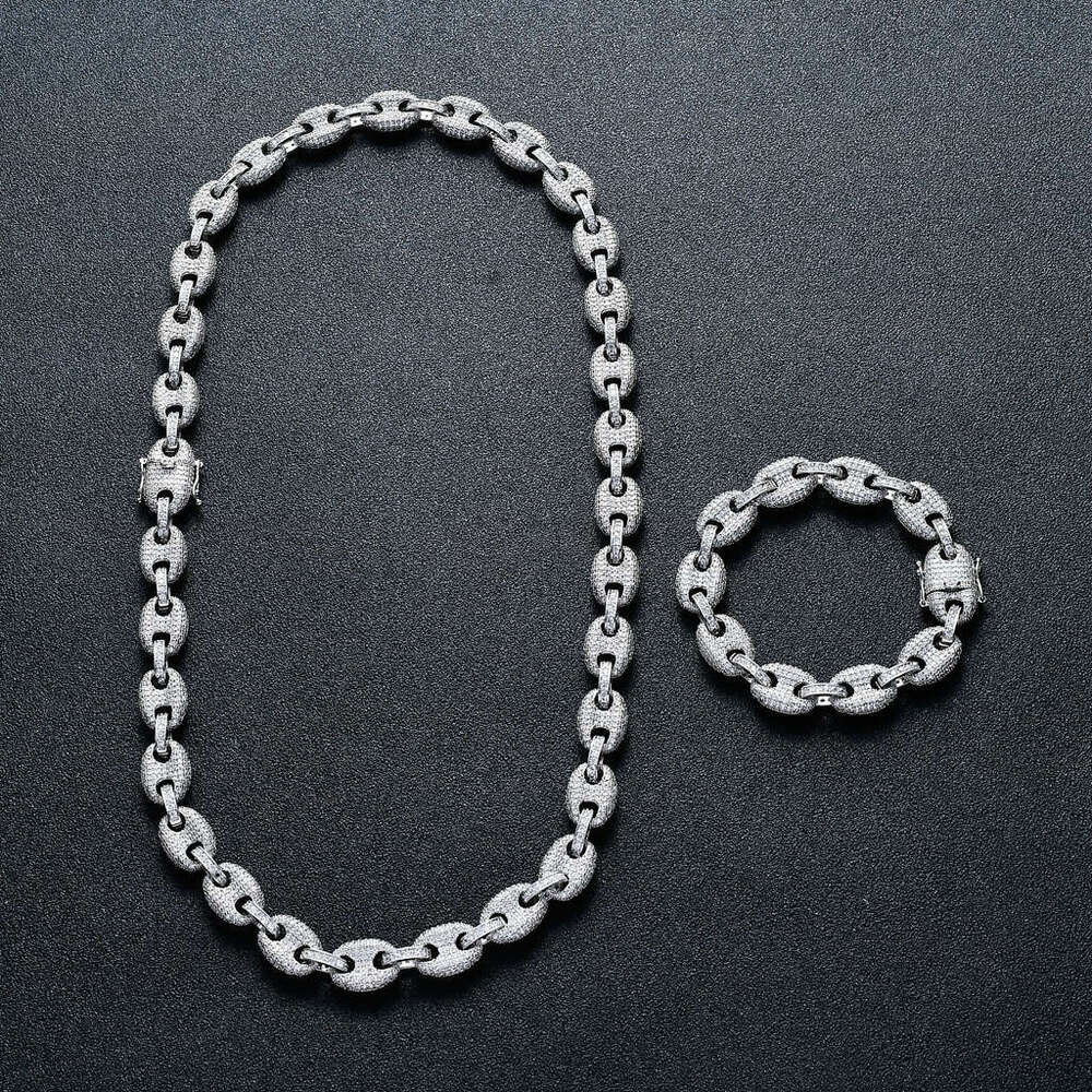 Men's Pig Nose Chain Coffee Bean Button Necklace 12mm Hip Hop Accessories 9076