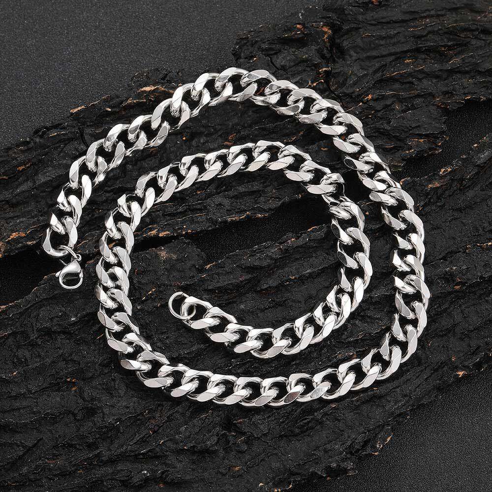 11mm Six-Sided Polished Cuban Chain Titanium Hip-Hop Style Stainless Steel Men's Necklace Jewelry 282e