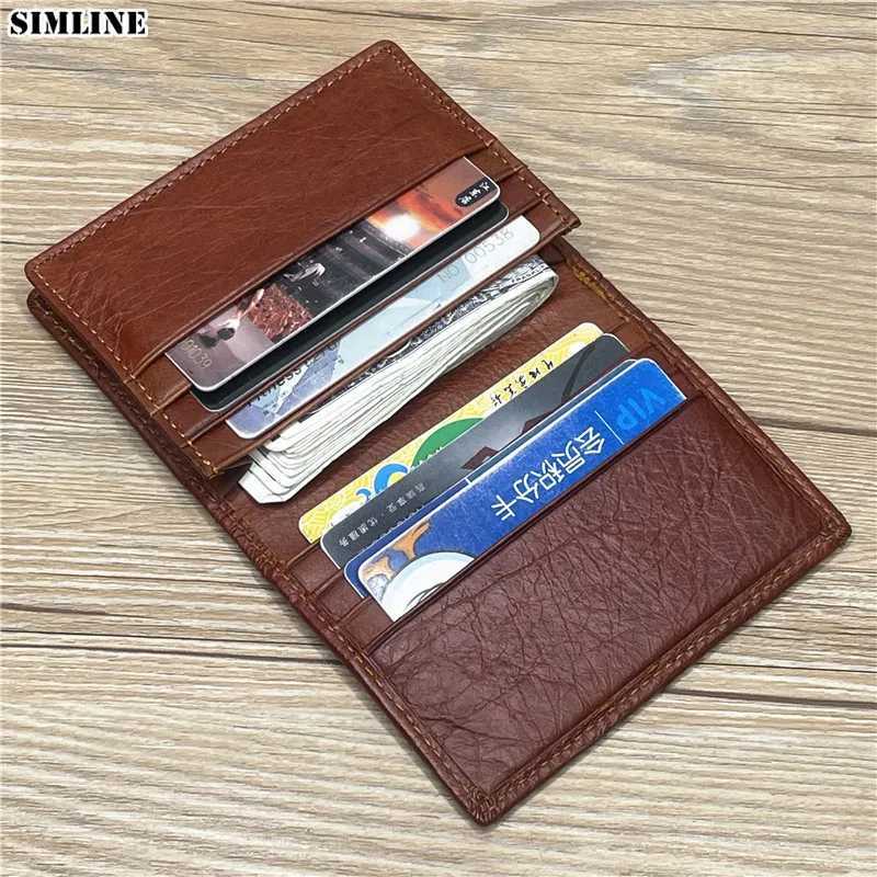 Genuine Leather Card Holder For Men Male Real Cowhide Vintage Short Bifold Mens Business Case Wallet With ID Window Z250621