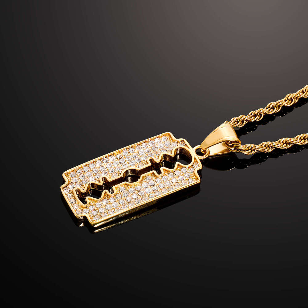 Hot Selling Stainless Steel Blade Hip-Hop Style Pendant Necklace Unisex Trendy Accessories TikTok Live