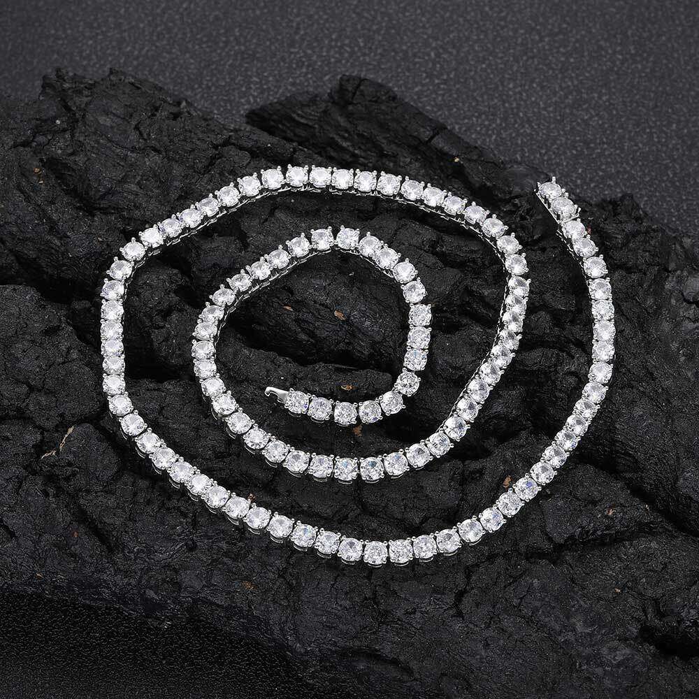 Hip Hop Jewelry Inlaid Dia Spring Clasp Tennis Chain Zircon Trendy Brand Personality Men's Necklace 91e0