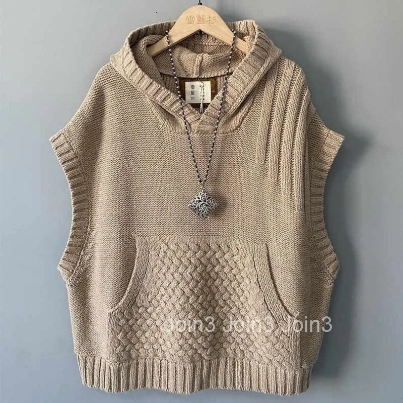 2025 Women Clothing Knitting Sweater Vest Hooded Casual Fashion Waistcoat Solid Color Casual Oversized Tops Korean Tanks Tops