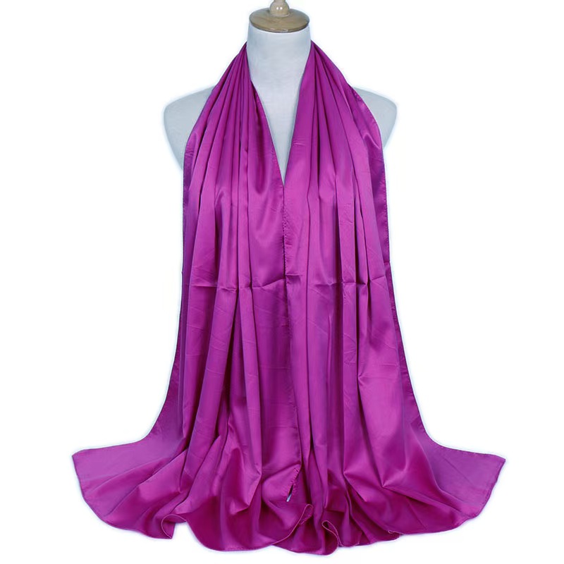 T1036 Curled solid color satin ladies solid color silk scarf satin monochrome silk satin neck shawl long scarf