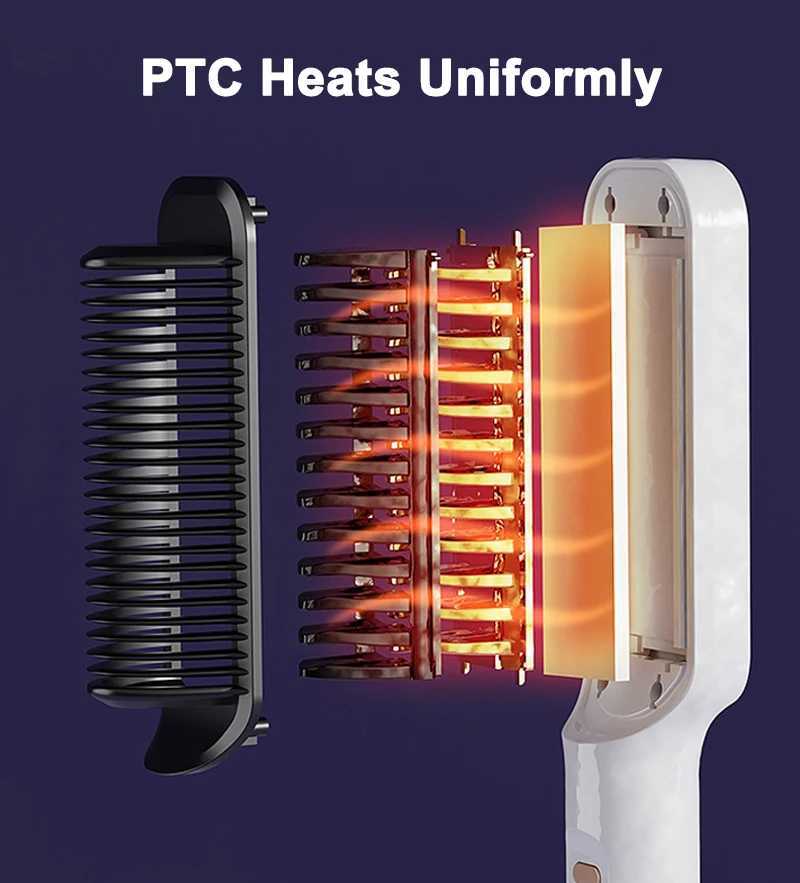 Dual Purpose Electric Heating Straight Hair Comb For Curling And Straightening Anti-Scalding Styling Curler Straightener BrushXJ250621