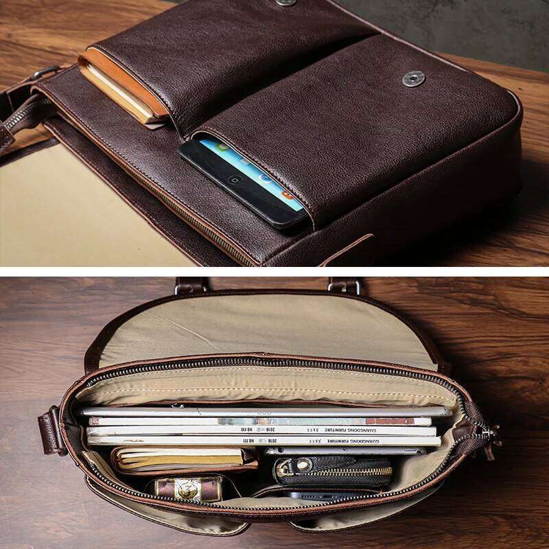 NUKA Designer Messenger Men's Genuine Leather Shoulder Retro High Quality Crossbody Bag Office Business Briefcase