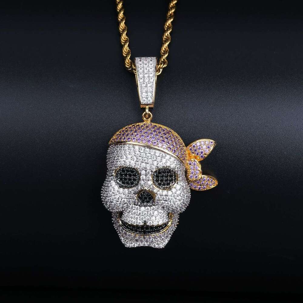 Jin Ao Pirate Skull Hip-Hop Pendant Men TikTok Full Zircon Personality Necklace