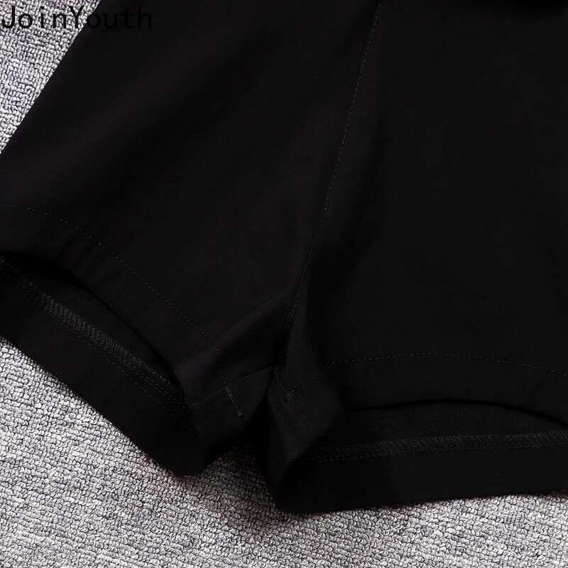 Temperament Women Clothing 2 Piece Sets Strapless Backless Sexy Vest High Waist Shorts Outfits Korean Summer Black Chic Suit
