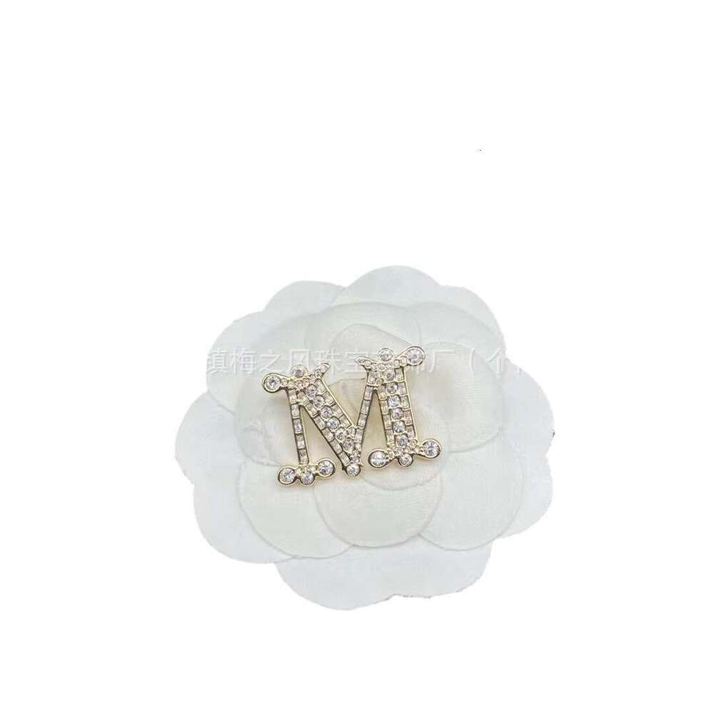 M Brand Letter Square Crystal Brooch for Women Exquisite Design Sense Pin Highly Recommended by Shop Owner Bestselling Versatile Item