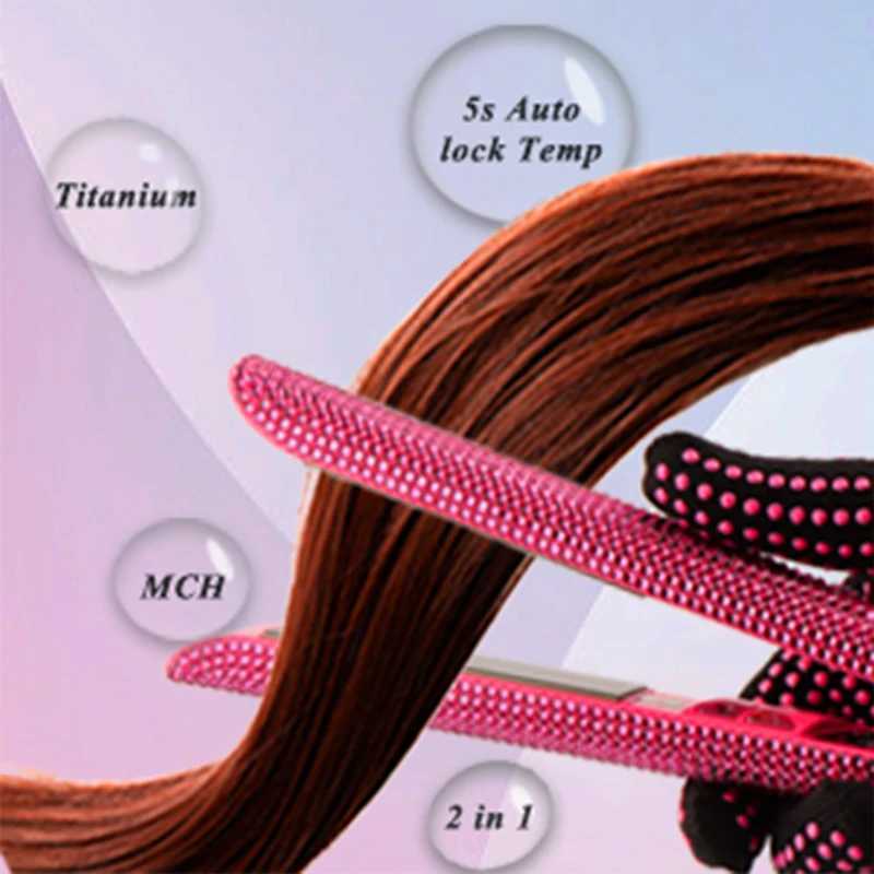 Professional Flat Iron 1 inch Rhinestone Titanium Hair Straightener Hair Styling Iron with LCD Display planchas parael cabelloXJ250621