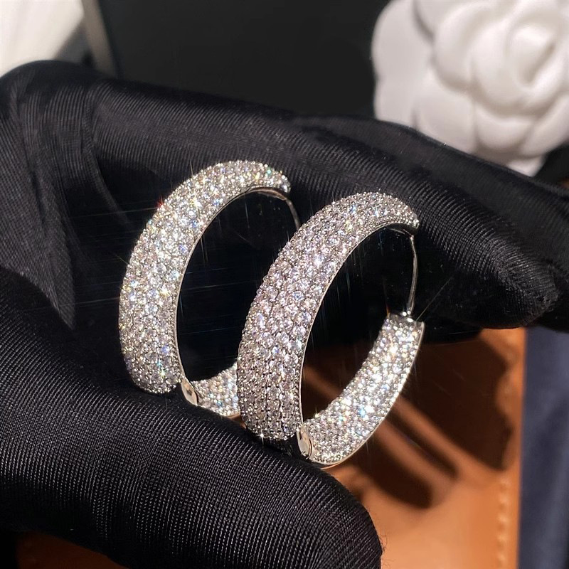 Choucog Sparkling Luxury Jewelry 925 Sterling Silver Pave White 5A Cubic Zircon CZ Diamond Gemstones Party Elegant Women Wedding Clip Earring Gift