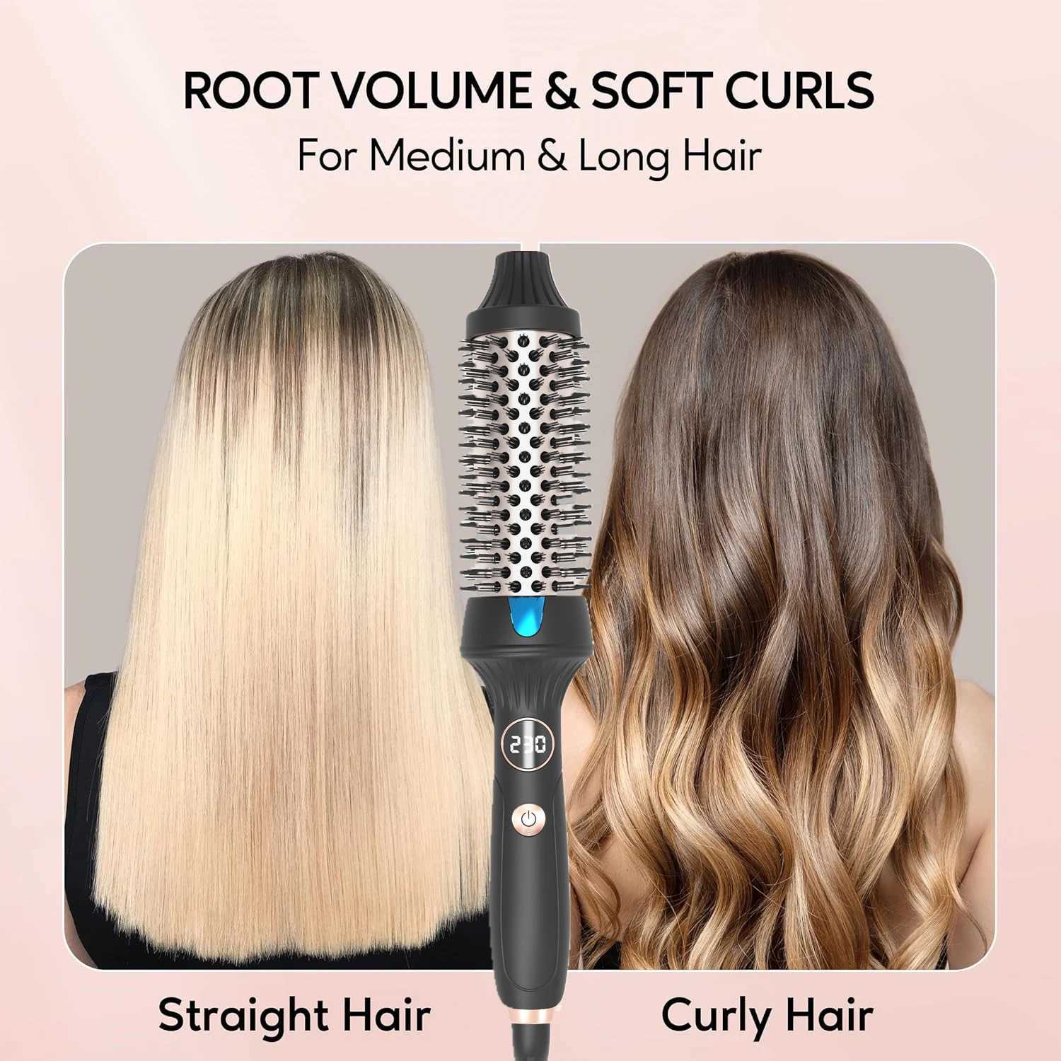 Pro Thermal Brush Ionic Heated Round Brush Dual Voltage Thermal Round Brush 3 in 1 Hair Straightener Brush Hot Air Brush CurlerXJ250621