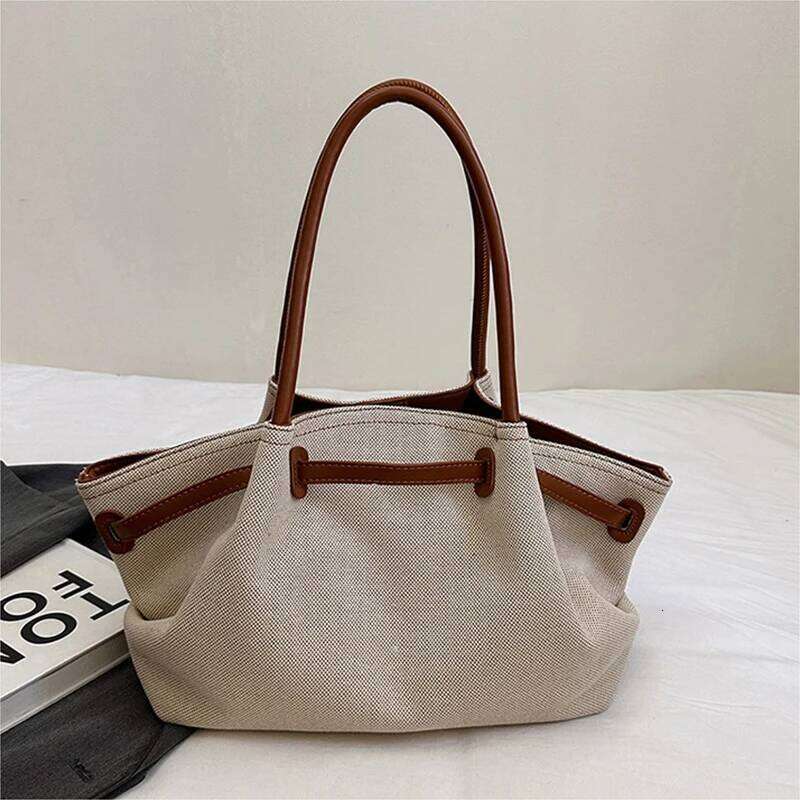 New Canvas Woven Dumpling Women Striped Contrast Tote High Quality Designer Commuter Versatile Gift Shoulder Bag