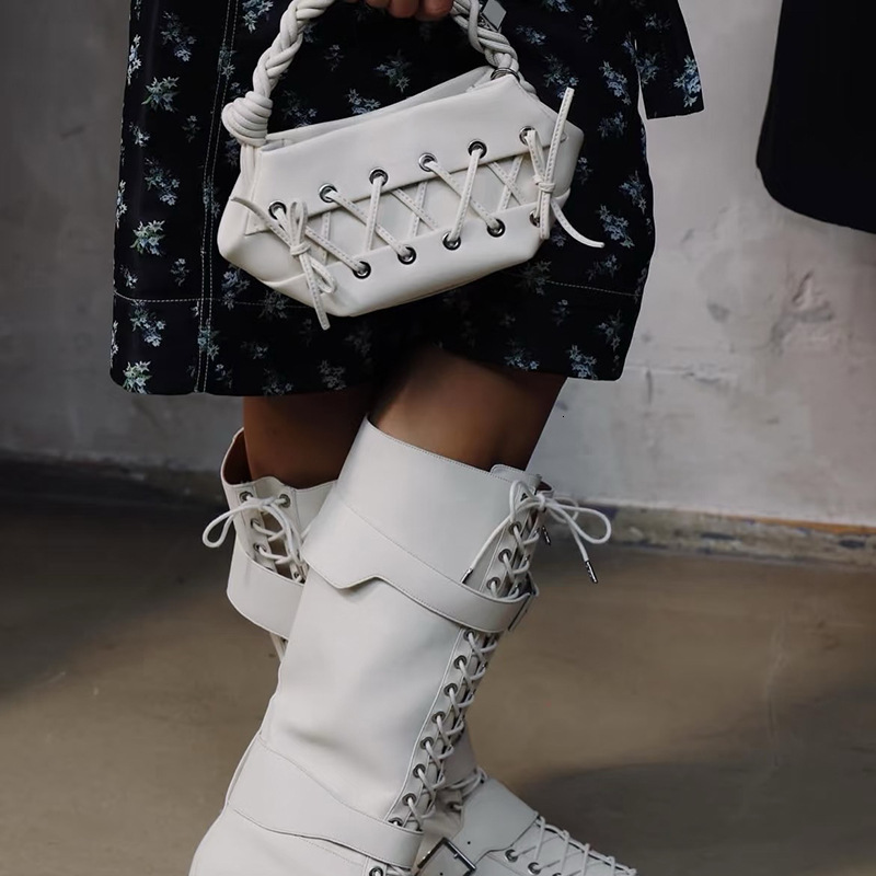 Free shipping designer bag ins2025 New Woven Strap Bag Handbag Small Bag Casual Dark Motorcycle Style Hot Girl Bag Personality Trend