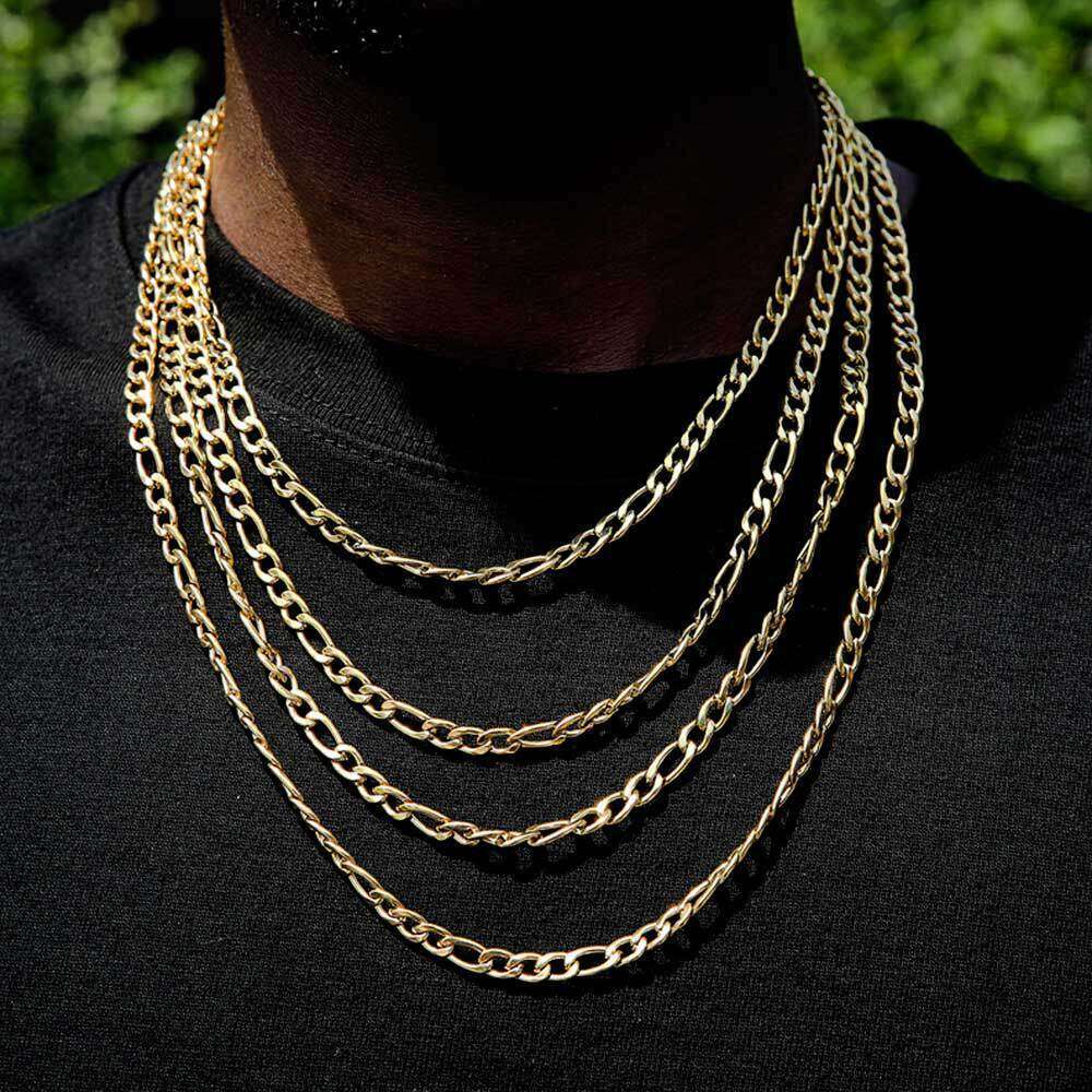 Hip Hop Lobster Clasp Stainless Figaro Chain Men's Accessories Gold Titanium Steel Necklace 18eb
