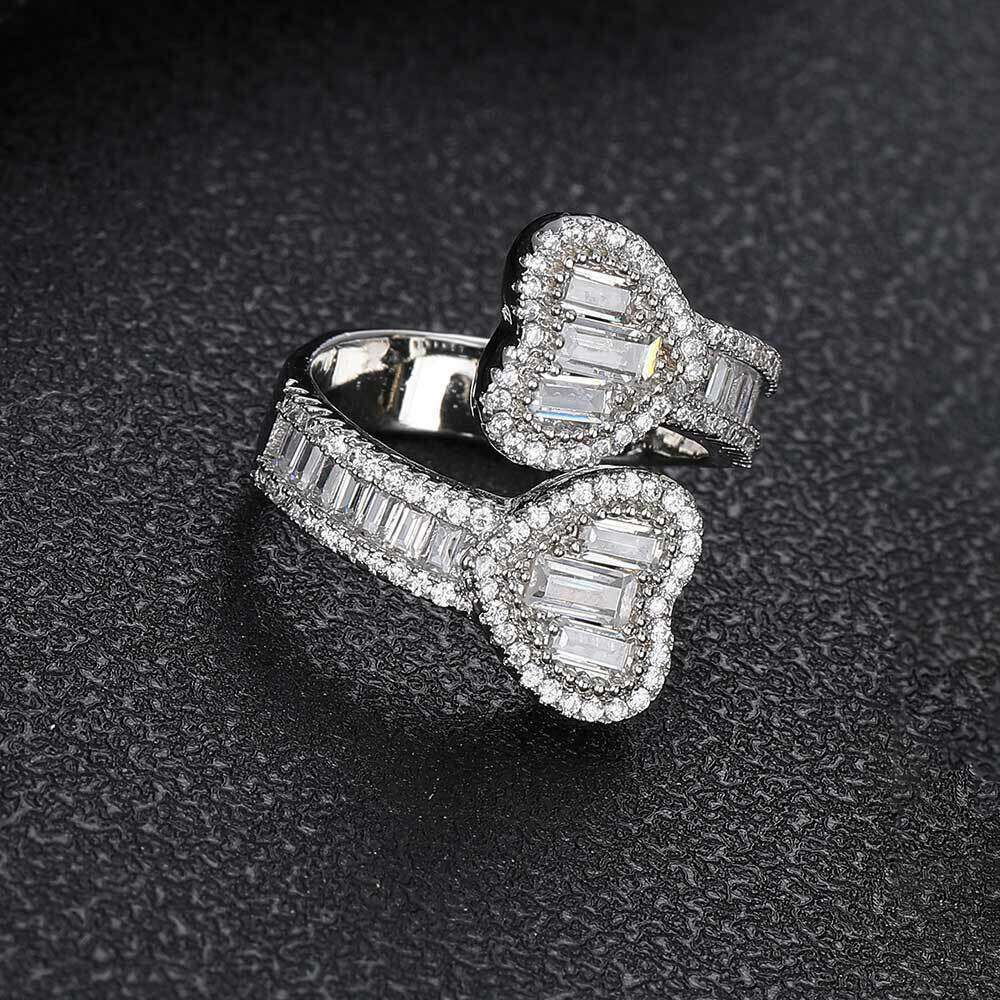 Square and Round Mixed Zircon Hip-Hop Heart Personality Internet Celebrity Trend Brand Unisex Ring e3b2