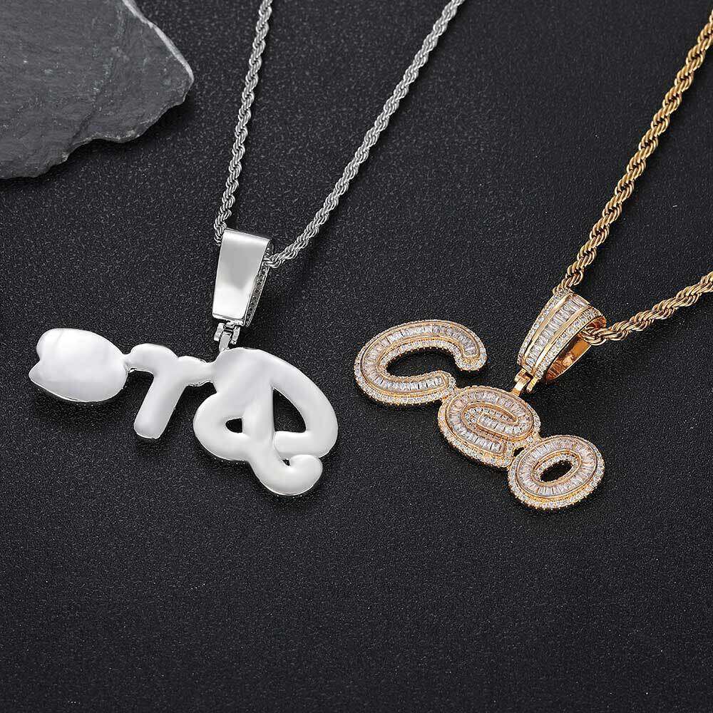 Hip Hop Upper and Lower Case Ladder Square Signature Letter Splicing Combination Pendant Creative Zircon Jewelry Unisex Sweater Chain 25fe