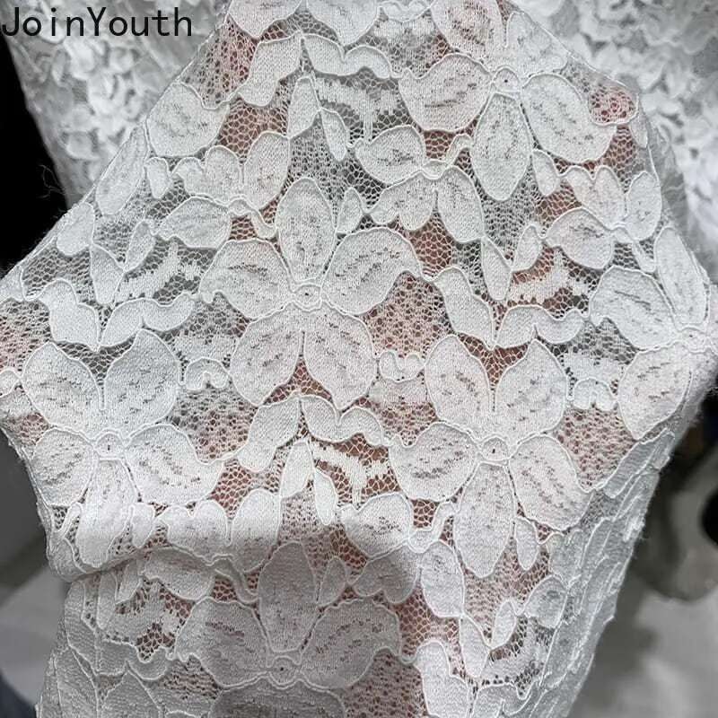 Summer Woman Tshirts 2025 Ropa Mujer Fashion Lace Hollow Out T Shirts O-neck Short Sleeve Tees Oversized Tops White T-shirt