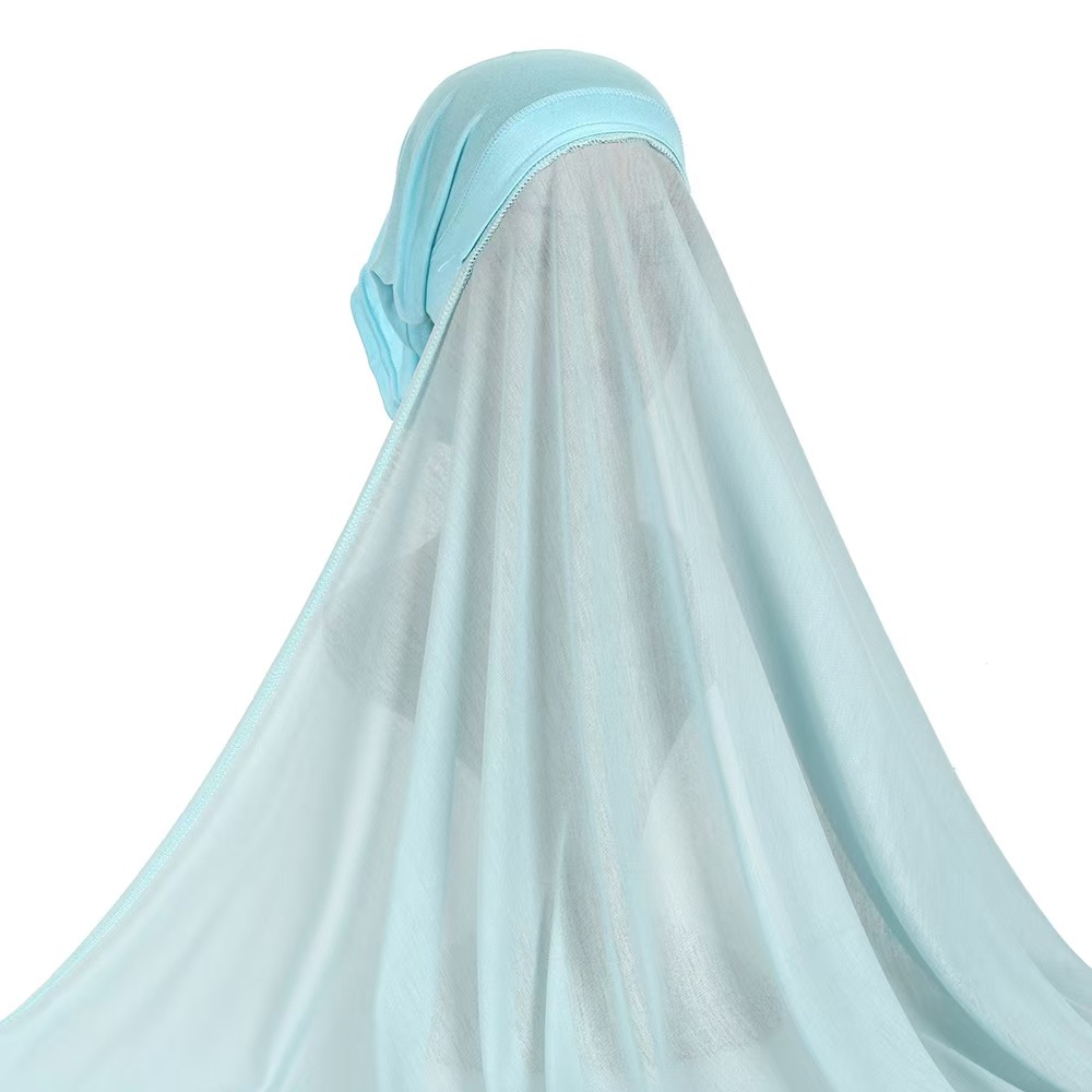 T1035 new sweat cloth cap integrated scarf hot sale single color polyester suit convenient long scarf