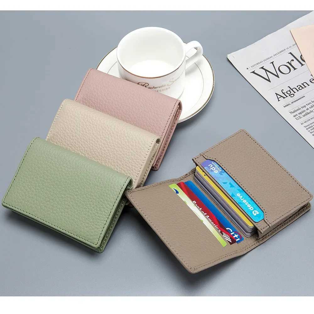 Fashion Genuine Leather Card Wallets Men Holders Women Card ID Holder Male Organizer Business Cards Case Bag Z250621
