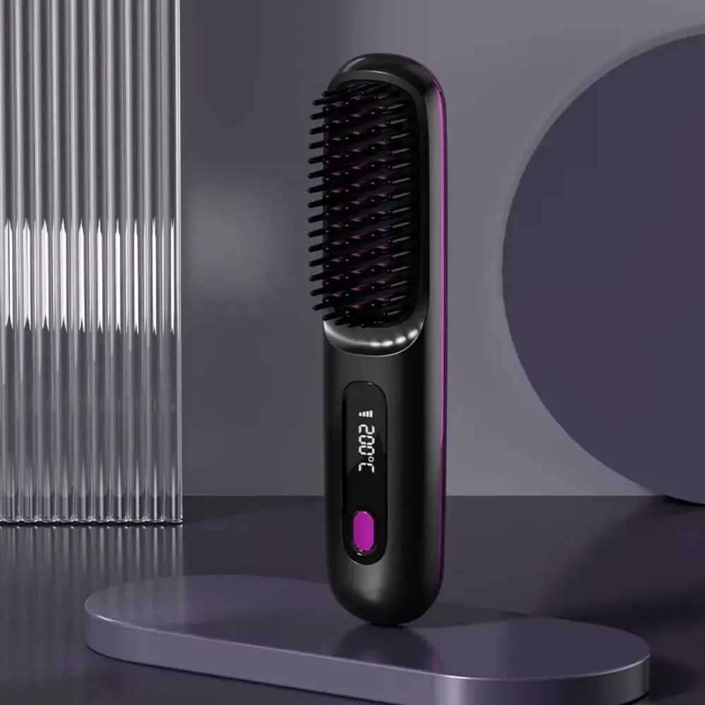 LED Digital Display Electric Straightening Comb Negative Ions Hair Smoothing Hair Straighten Brush Anti-scalding USB ChargingXJ250621