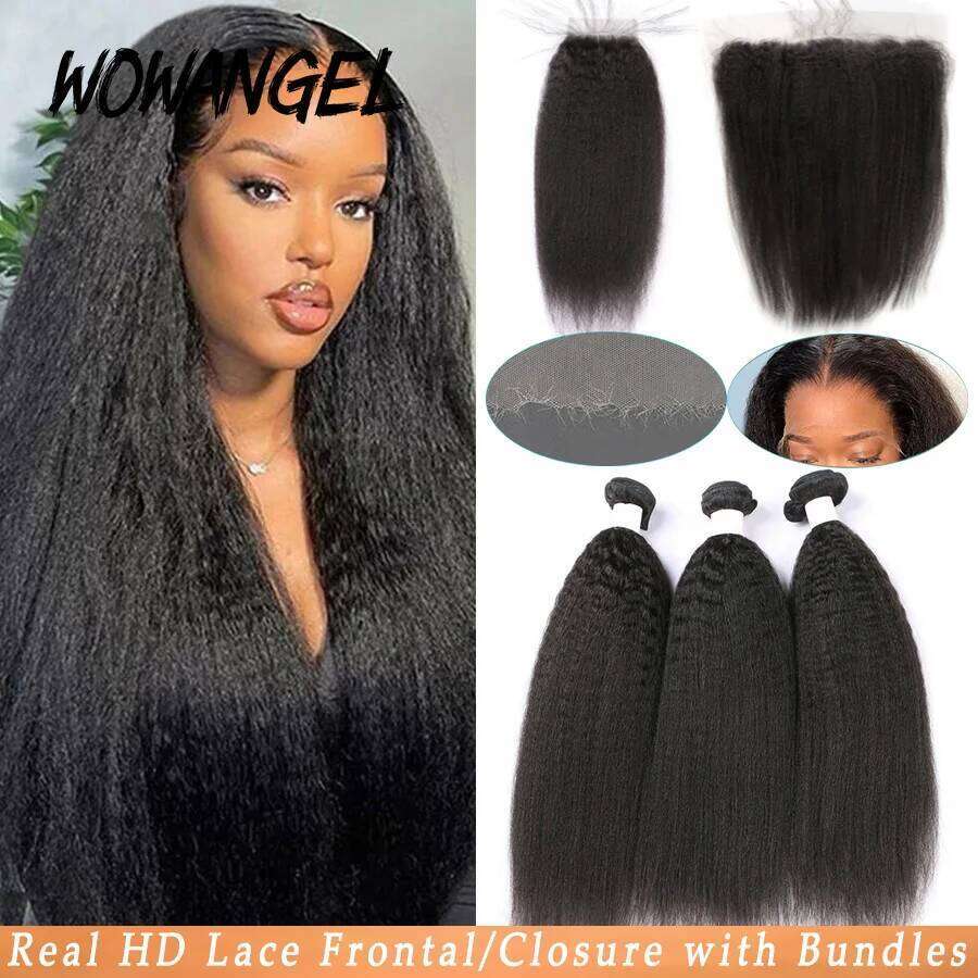 32 inch 5x5/6x6/13x4/13x6 HD Lace Frontal With Bundles Kinky Straight Yaki Human Melt Skins Hair Weave Extension