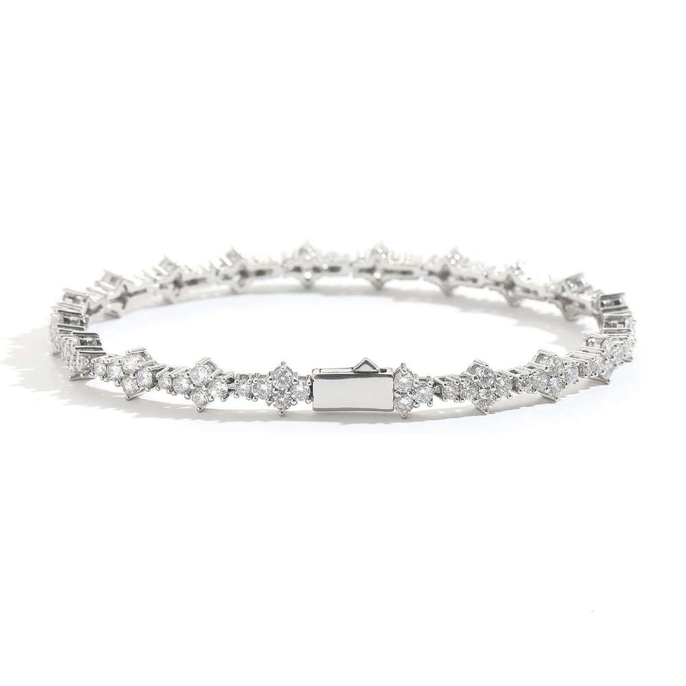Plum Blossom Tennis Chain Men's Bracelet Zircon Trendy Spring Buckle Hip-Hop Jewelry 80be