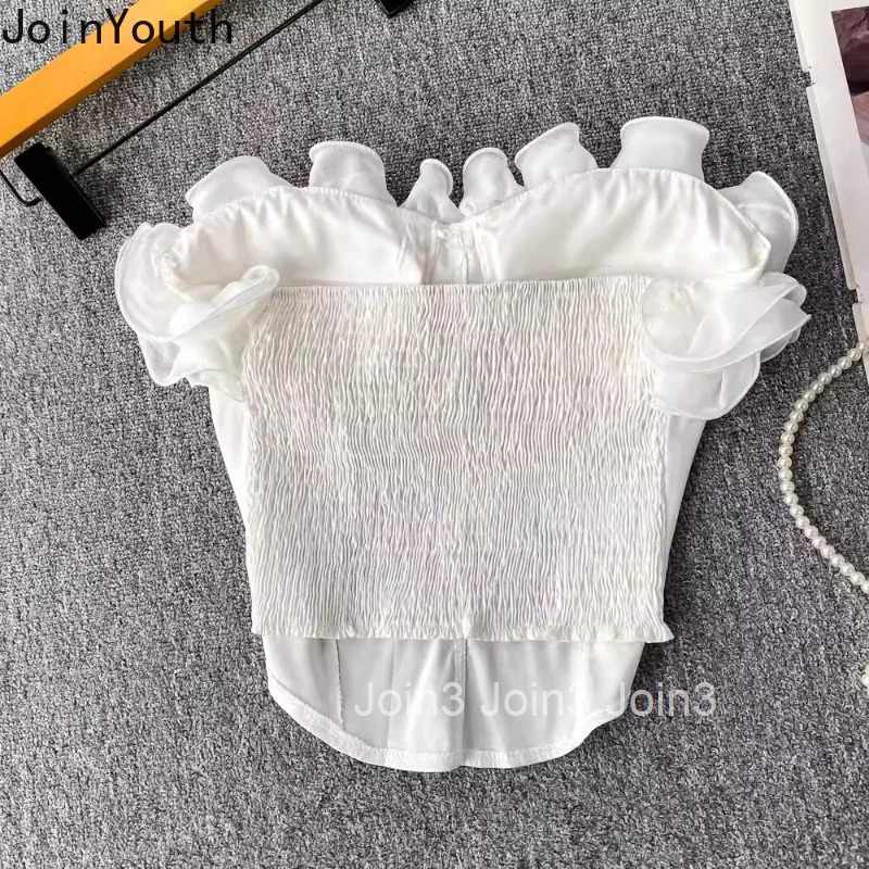 3D Flower Strapless Vest Sexy White Tees Women Clothing 2025 Temperament Tunic Camis Ropa Mujer Backless Summer Tanks Crop Tops