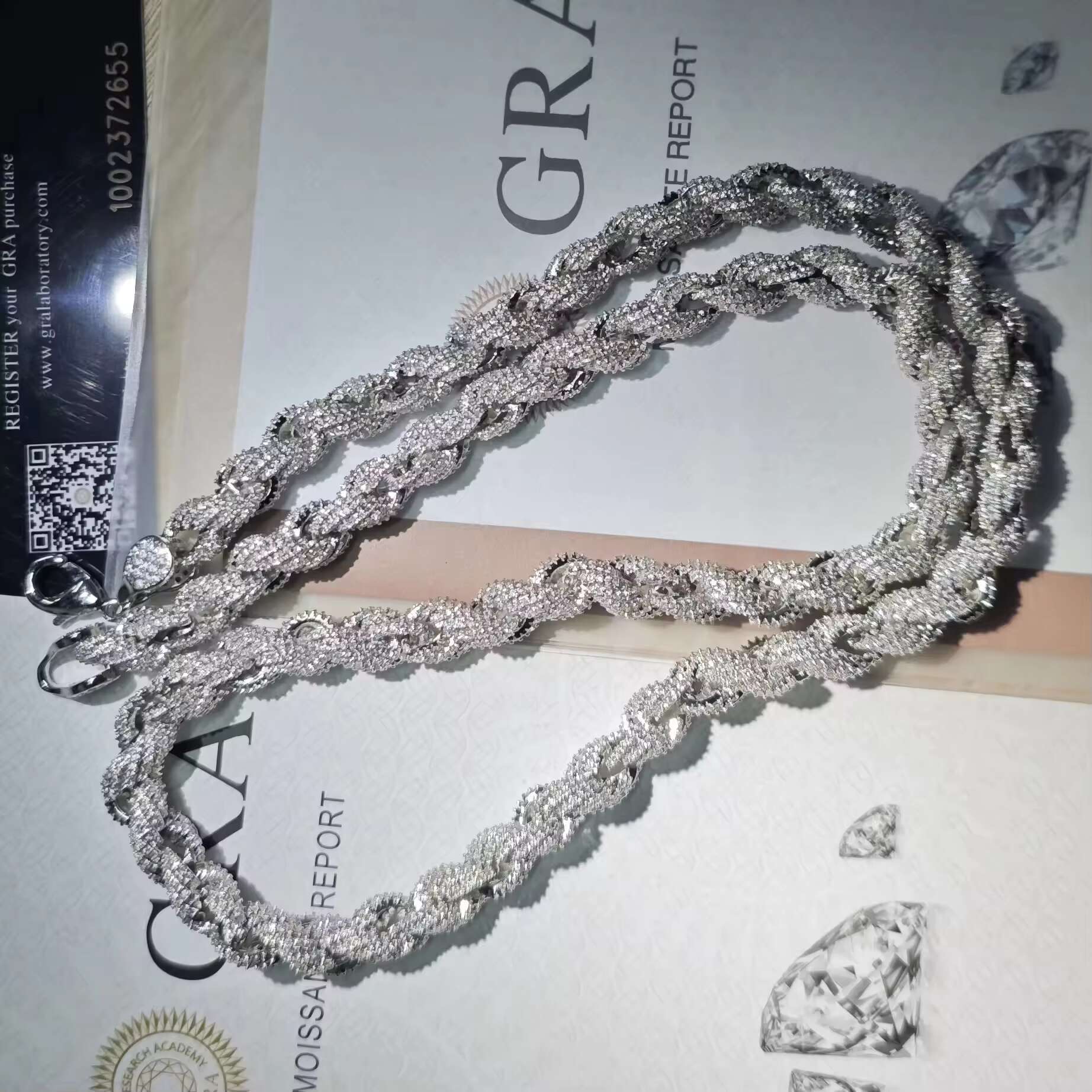 Hip Hop S925 Silver Chain Necklace VVS D Color Moissanite Bracelet Necklace Men Jewelry Cuban Link Iced Out Tennis Rope Chain