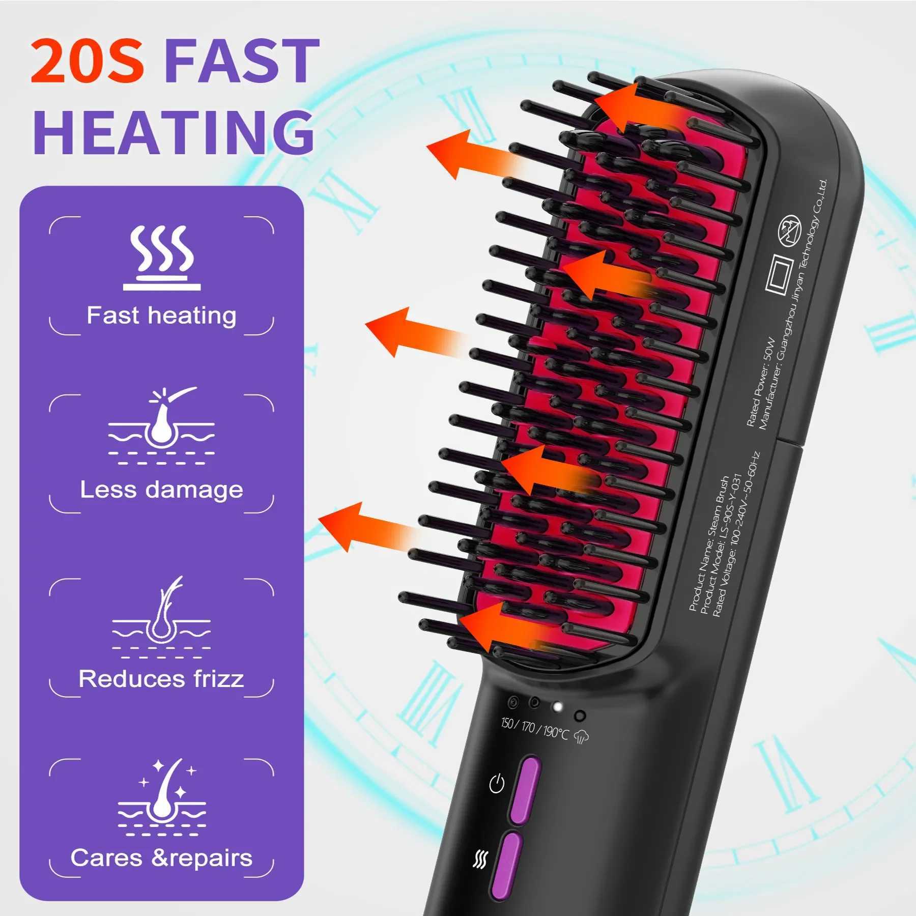 Hot Comb Straightener Electric Negative Ion Heating Comb For Men Beard Hair Straightening Brush Wet Dry Use Quick Hair StylerXJ250621