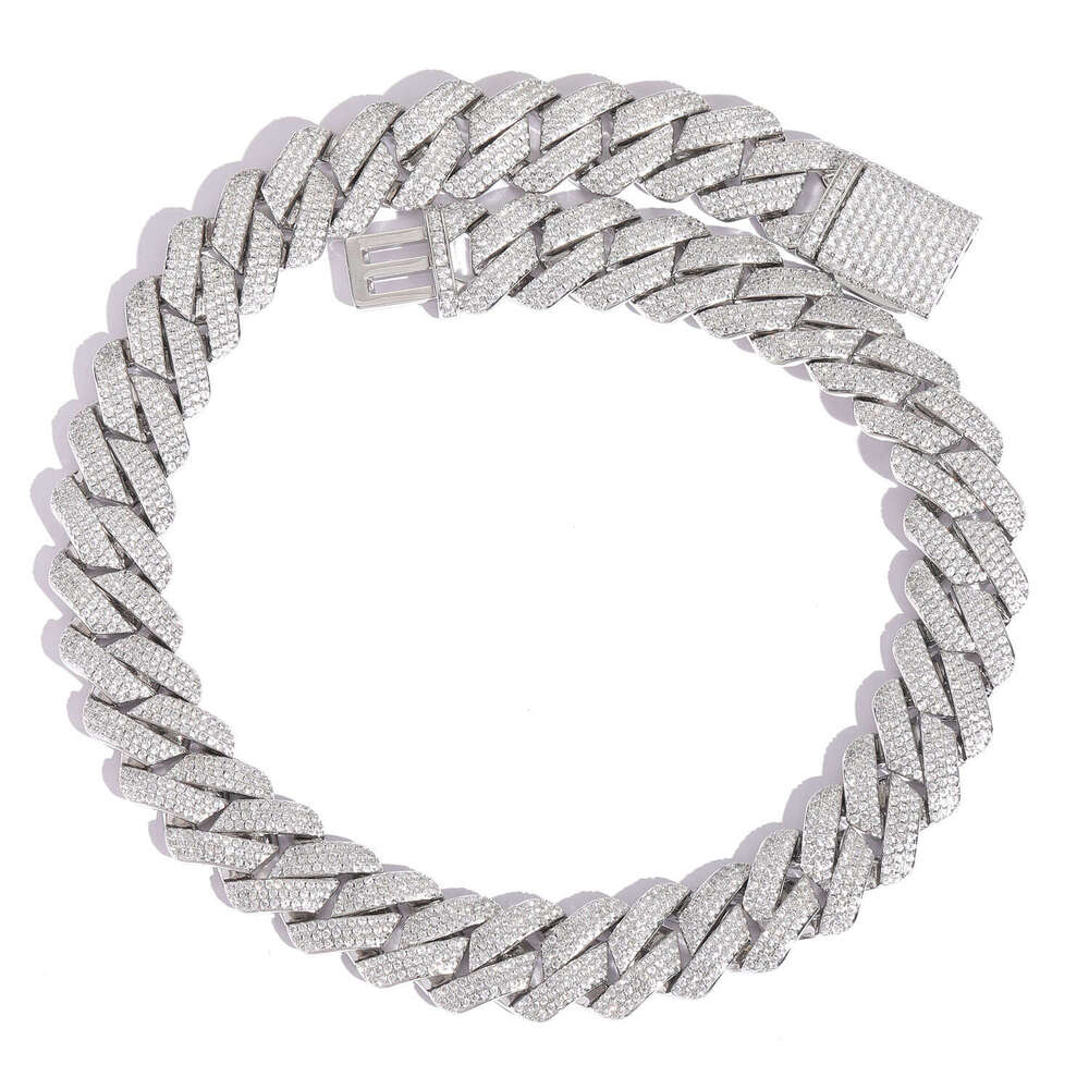 Hip Hop 20mm Three Row Zircon Cuban Chain Thick Rhombus Trendy Brand Jewelry Full Dia Men's Necklace 98bc